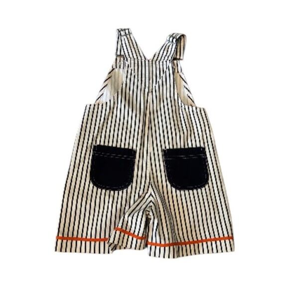 vtg sesame street stripped slugger overalls 4T baseball shorts 90s Rare - Picture 2 of 5